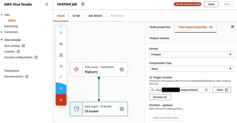 BigQuery to Redshift | Creating the ETL job in AWS Glue Studio
